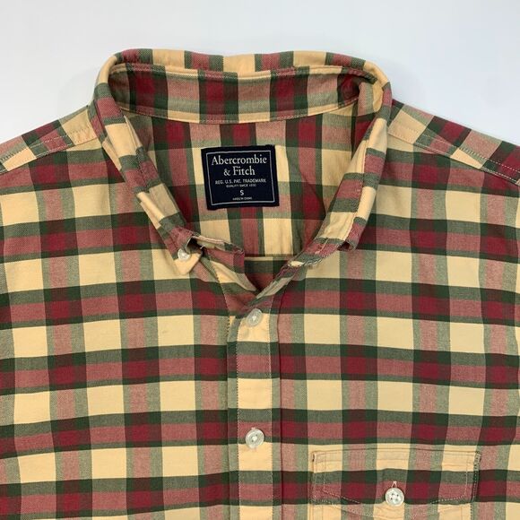 Abercrombie & Fitch Shirt Mens S Small Multi Maze Button Down Plaid Long Sleeve - Picture 4 of 12